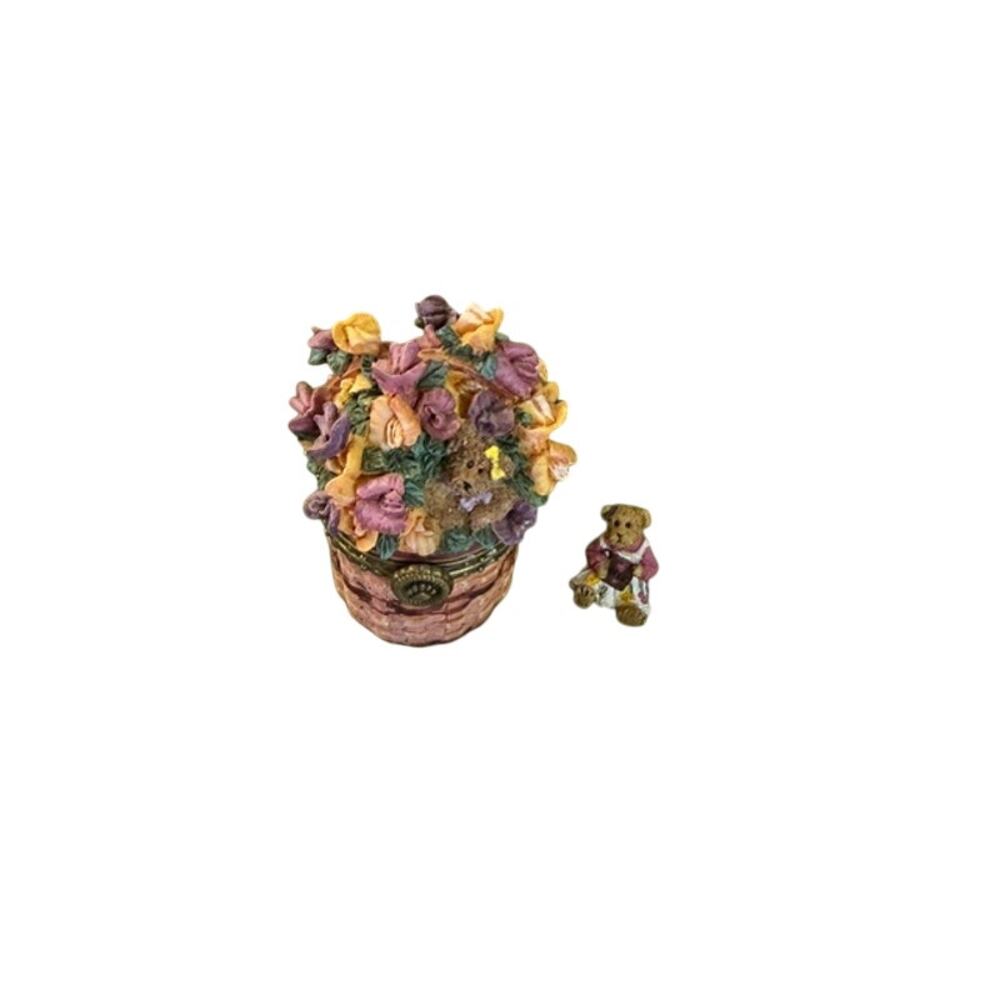 Longaberger Boyds Bear May Series SWEET PEA Basket Trinket Treasure Box - Picture 8 of 9